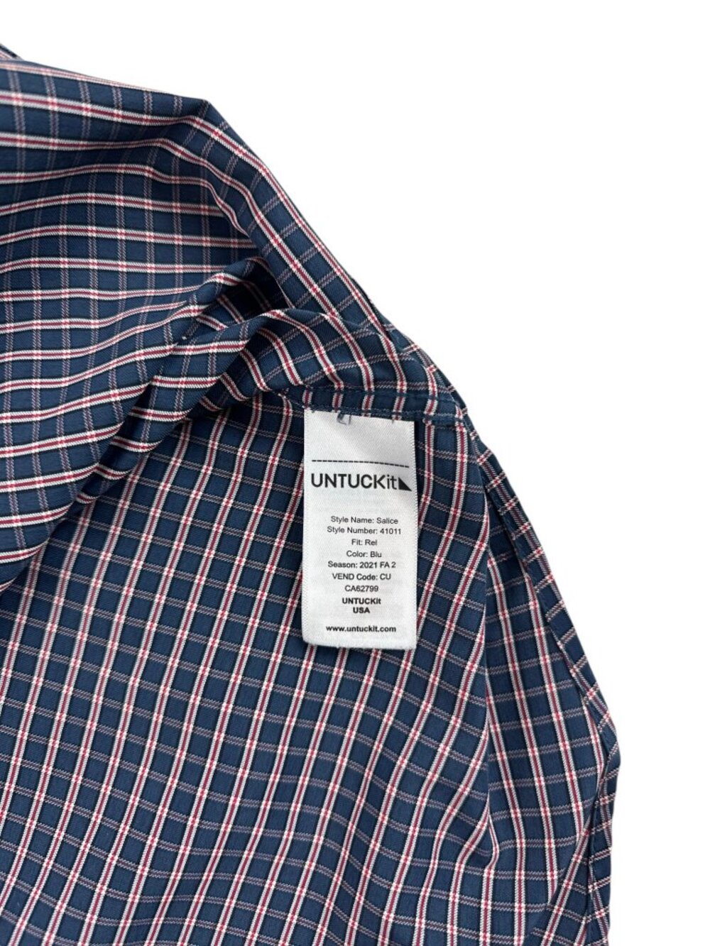 UNTUCKit XL Blue Salice Relaxed Fit Long Sleeve Button Down Tattersall Shirt - Picture 10 of 16